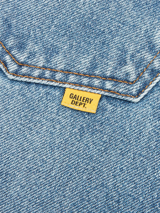 Close up of blue jeans, showing texture of the cotton fabric