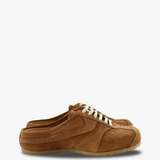 Tan shoes, side view
