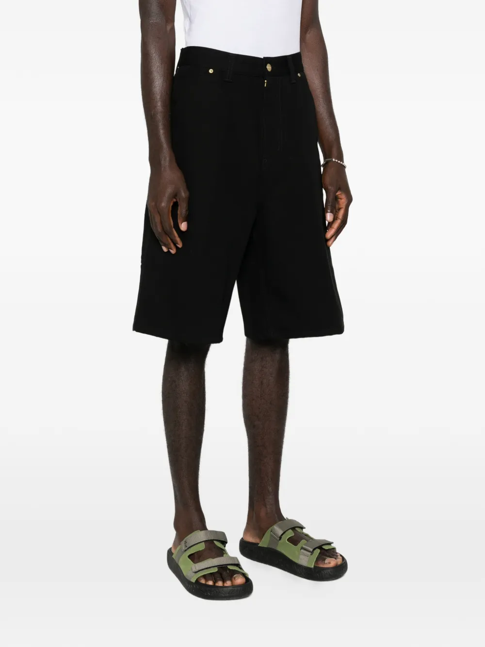 black short worn by a person, showing the short fit