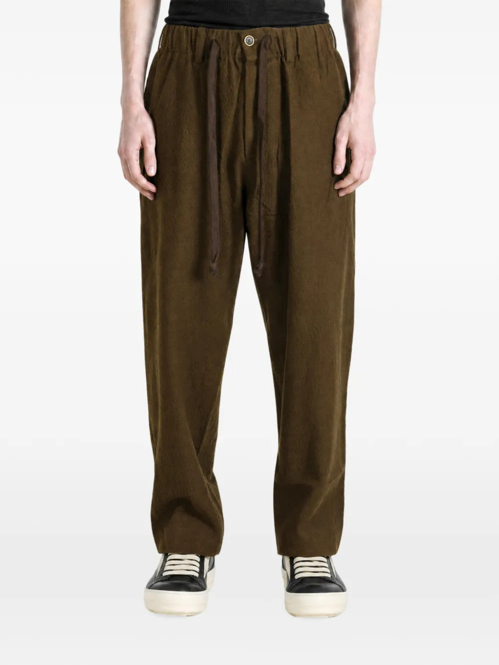 Brown pants, full body view