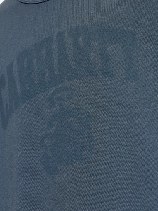 Close up of blue sweat, showing texture of the Cotton fabric