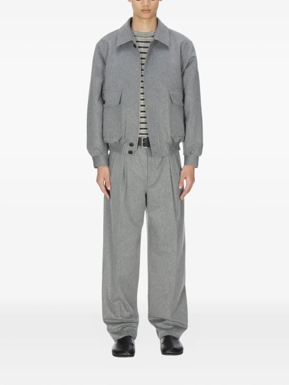 Grey jacket,full body view