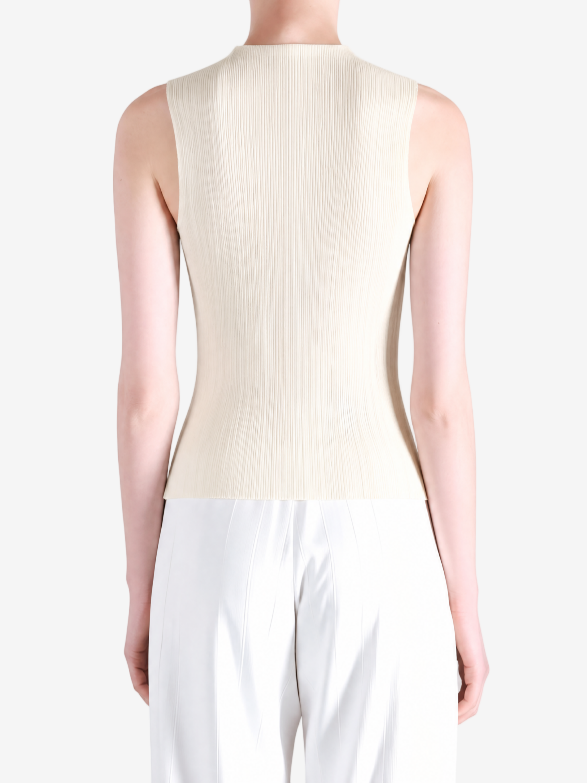 Tan top worn by a person, showing the top fit
