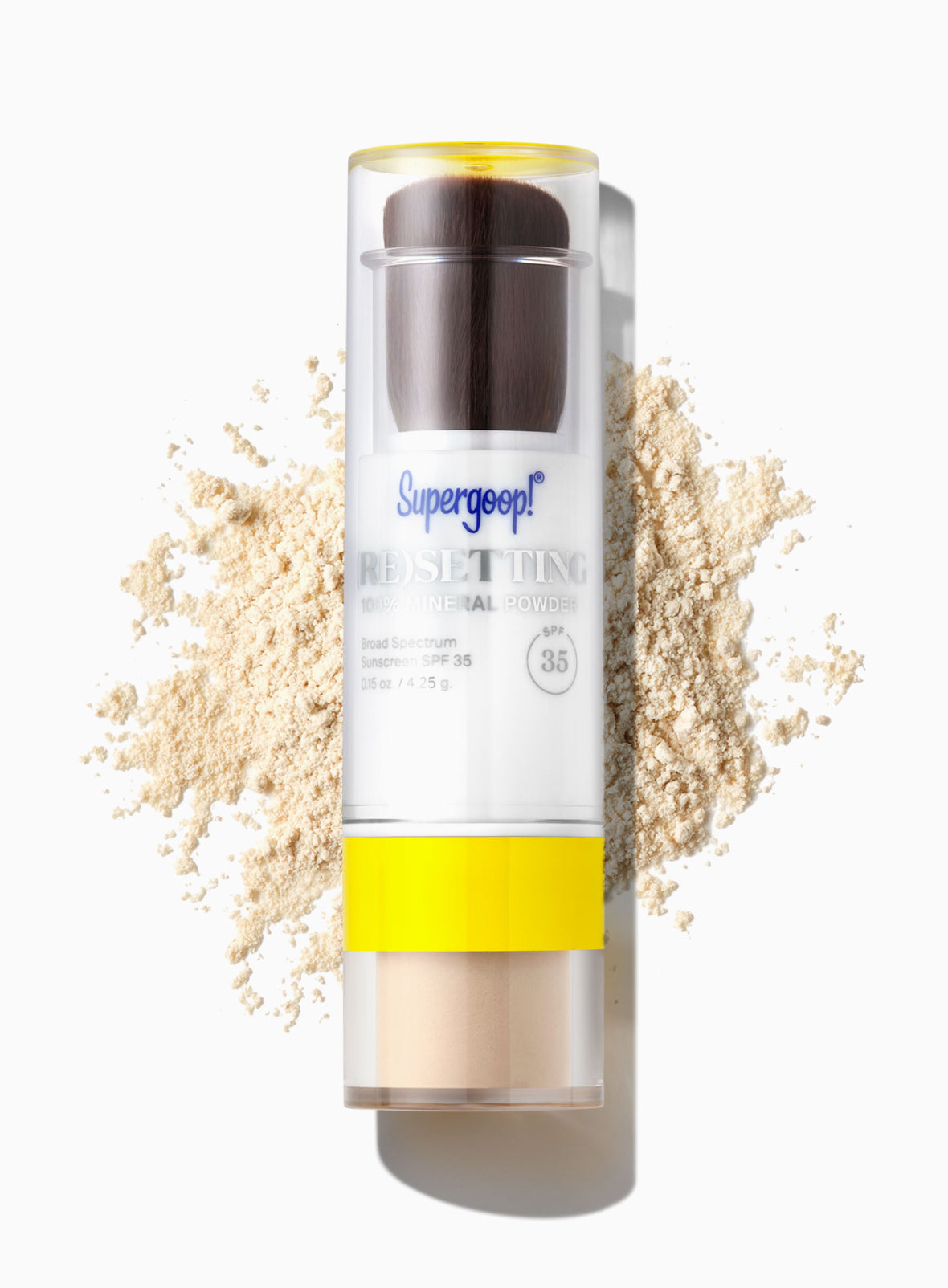White powder, front view