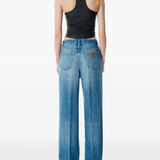 Blue pants,full body view