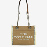 Tan bags, front view
