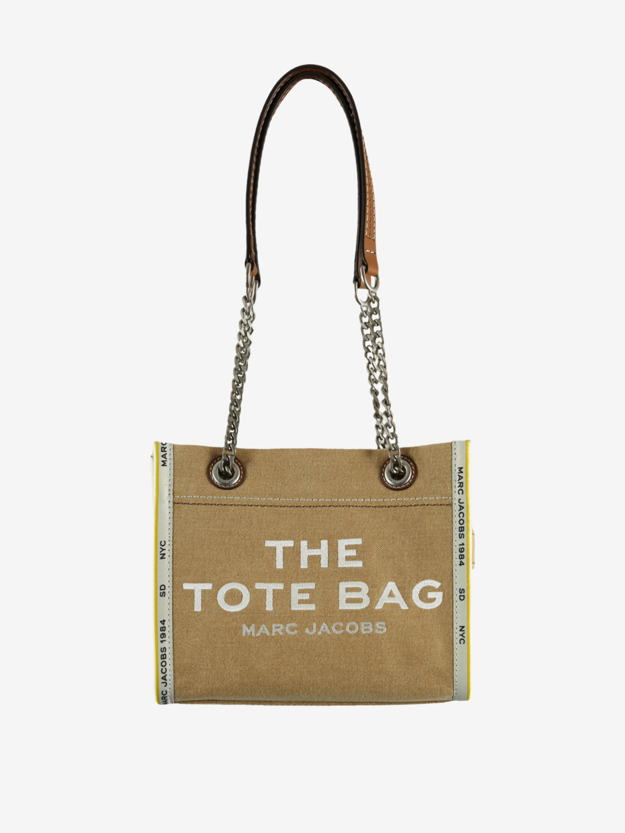 Tan bags, front view