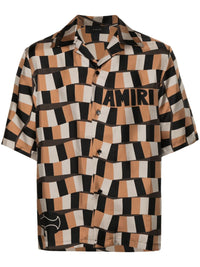 AMIRI Men Snake Checker Bowling Shirt