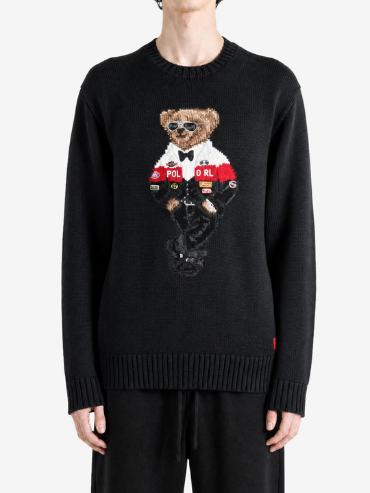 Black knitwear, full body view