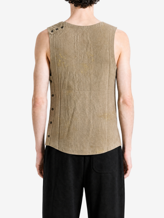 Tan top worn by a person, showing the top fit