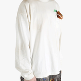 White t-shirt worn by a person, showing the t-shirt's fit