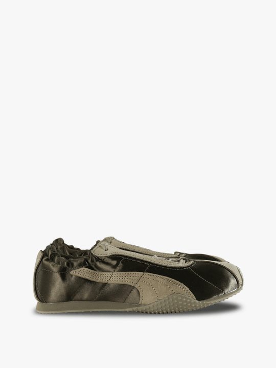 Tan shoes, side view