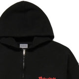 Close up of black hoodies, showing texture of the cotton fabric