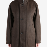 AURALEE - Women Reversible Wool Twisted Twill Sheep Leather Half Coat