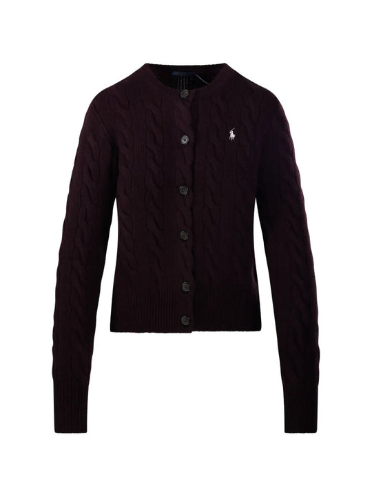 Burgundy knitwear, front view
