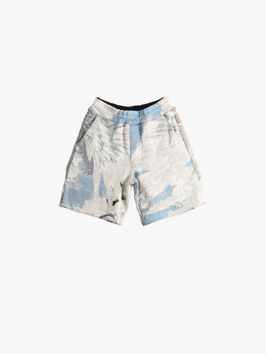 Blue shorts, front view