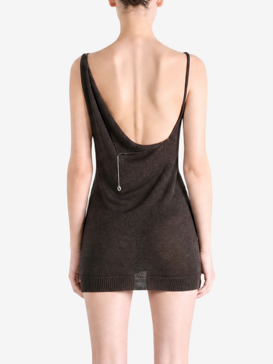 Brown dress, full body view
