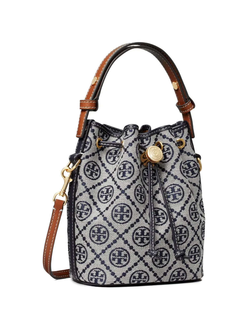 Navy bucket bag, side view