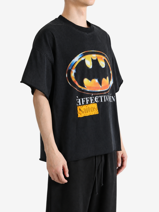Black t-shirt, full body view