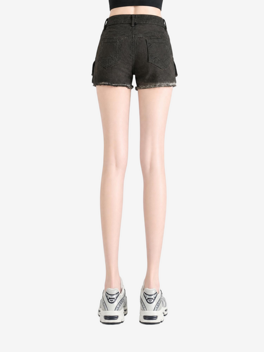 Black shorts worn by a person, showing the shorts fit