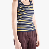 Navy top worn by a person, showing the top'fit