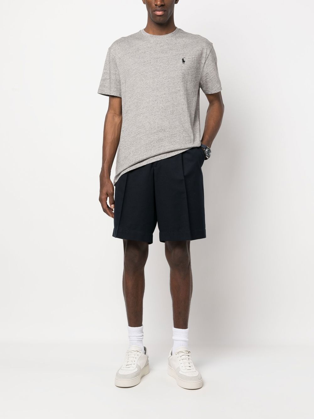 Grey shirt, full body view
