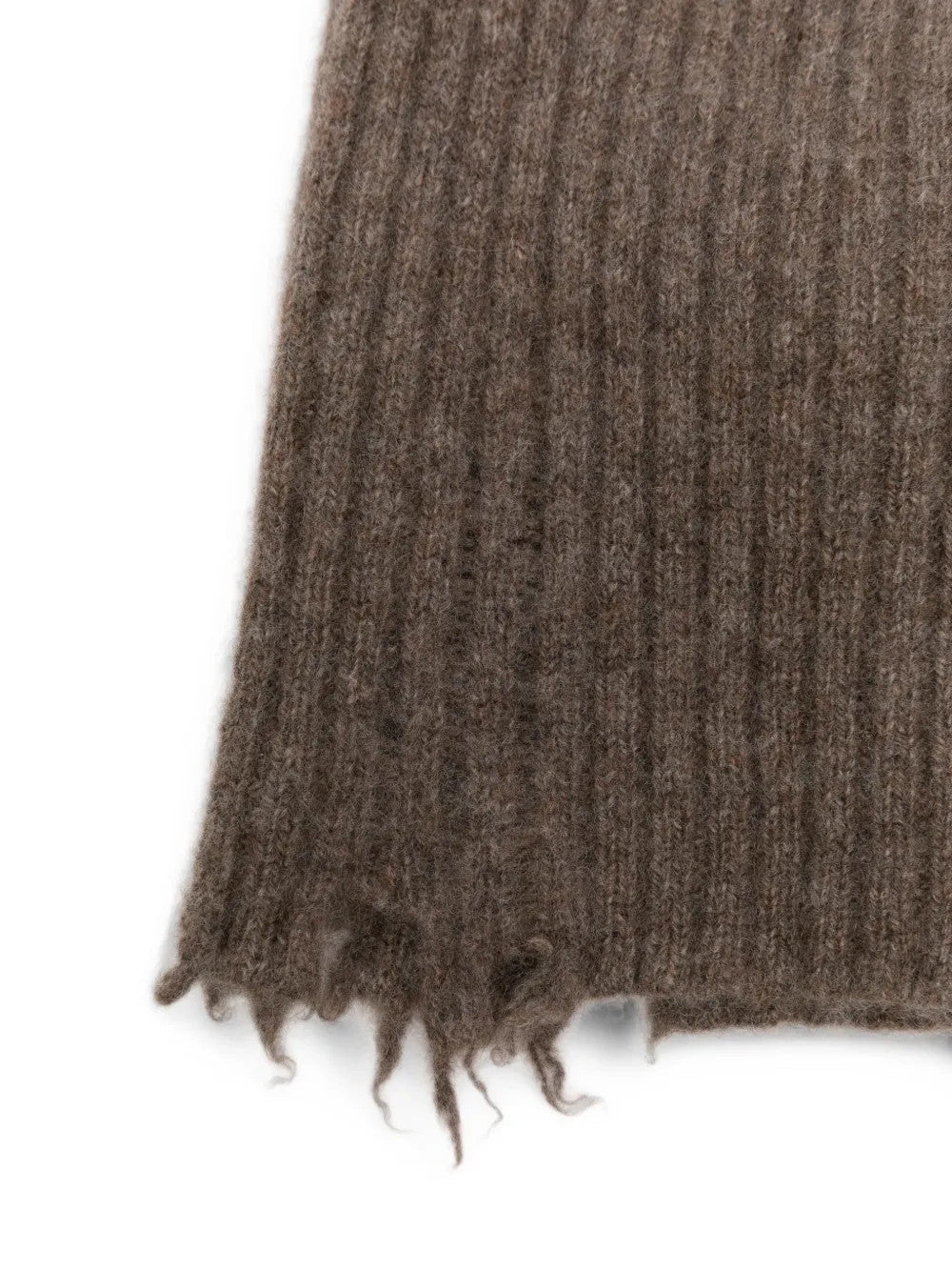 Close up of Brown hat, showing texture of the 100% cashmere fabric
