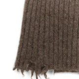 Close up of Brown hat, showing texture of the 100% cashmere fabric