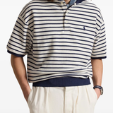 Navy shirt worn by a person, showing the shirt fit