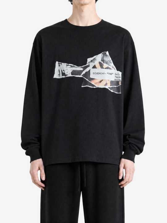 Black t-shirt, full body view