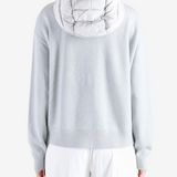 White hoodie, full body view