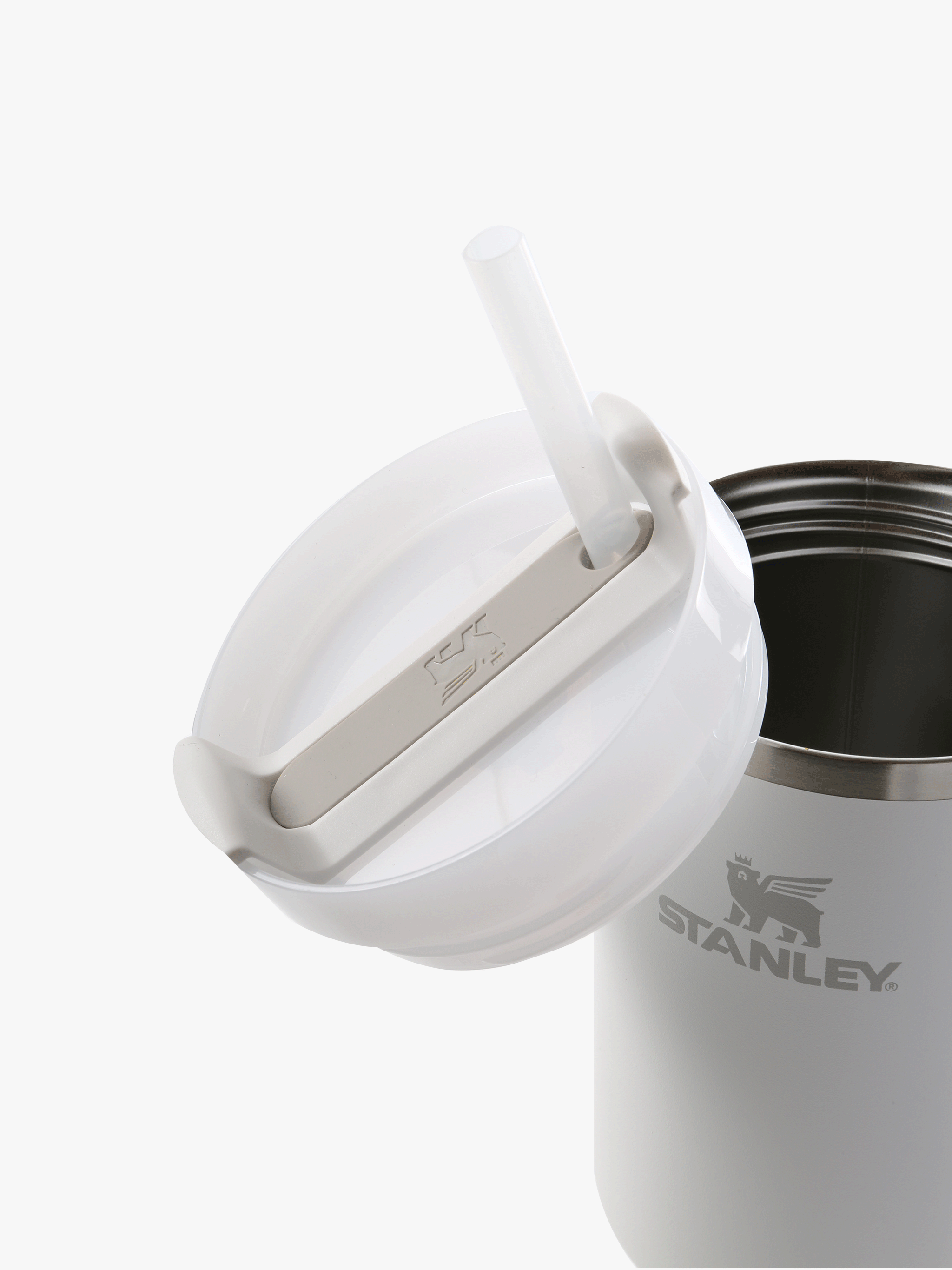 Close up of white cup,showing texture of the stainless steel fabric