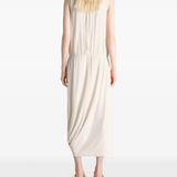 Tan dress, full body view