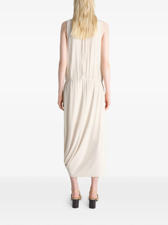 Tan dress, full body view