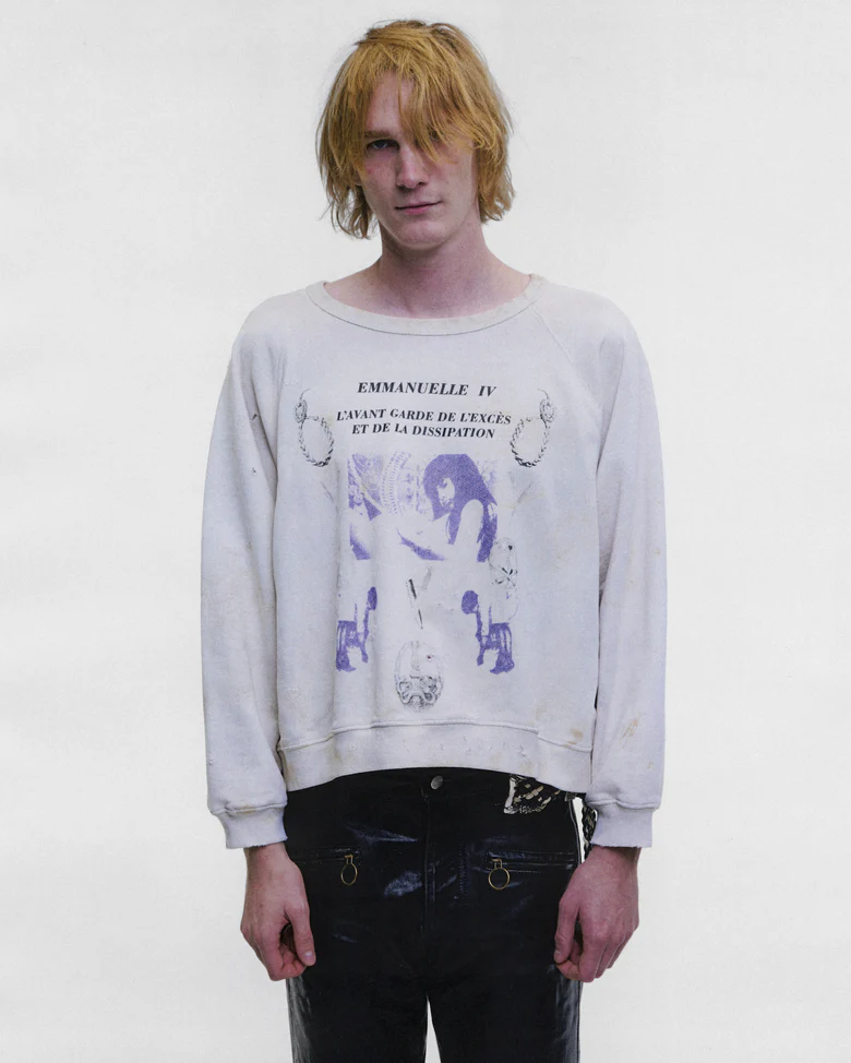 White hoodie, full body view