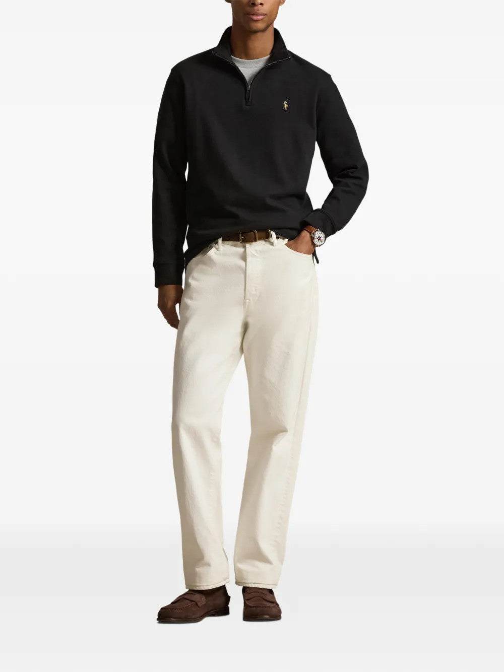 Black knitwear, full body view