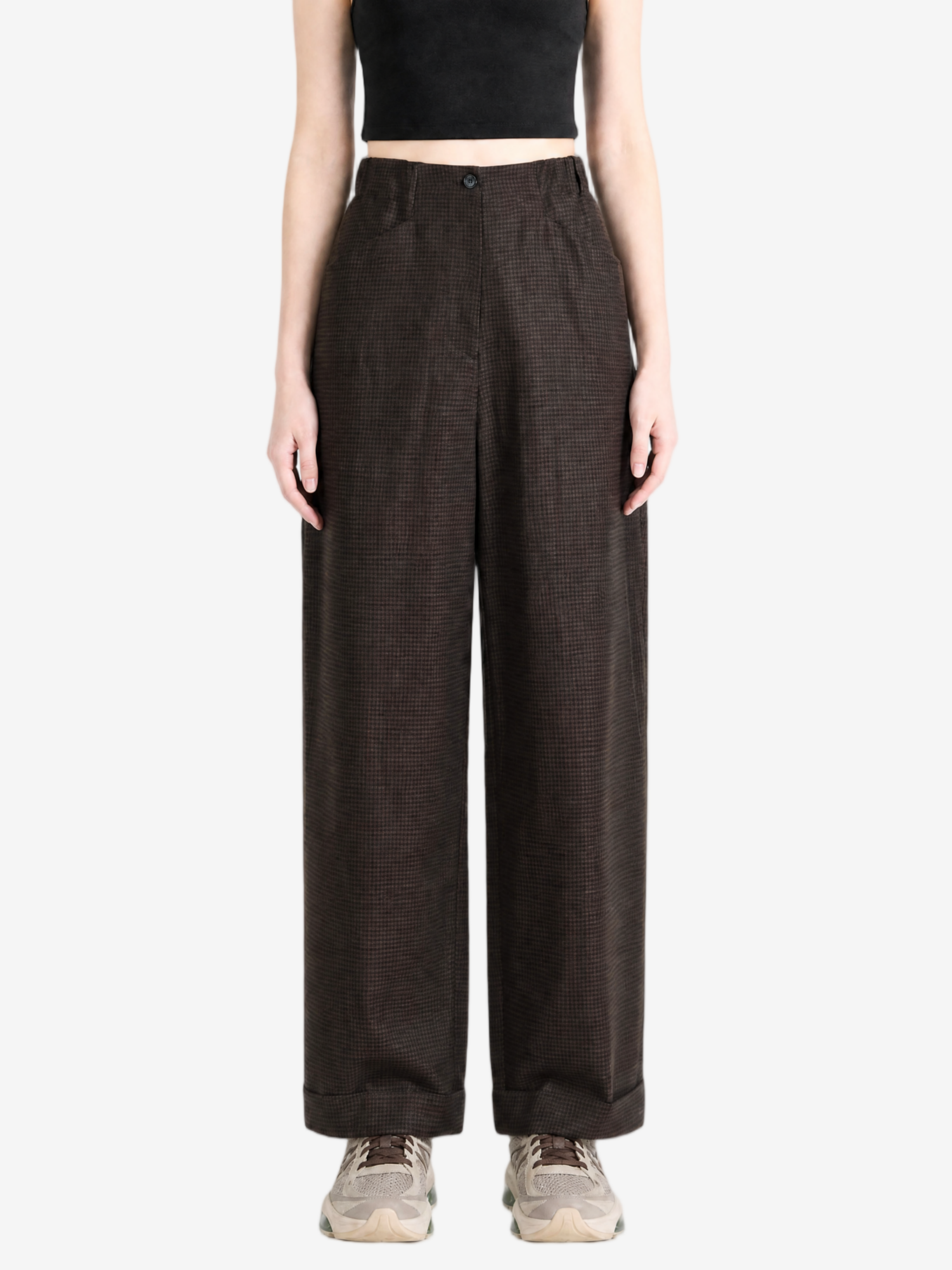 Brown pants, full body view