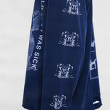 Navy t-shirt worn by a person, showing the t-shirt fit
