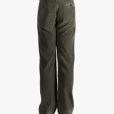 Brown pants worn by a person, showing the pants' fit