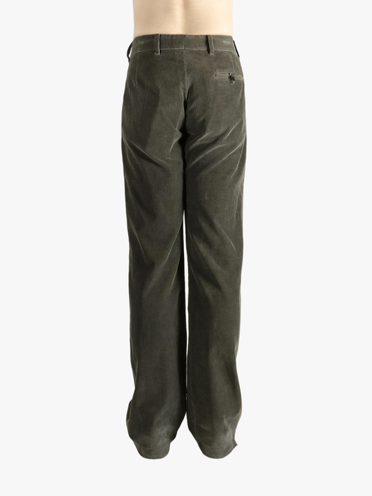 Brown pants worn by a person, showing the pants' fit