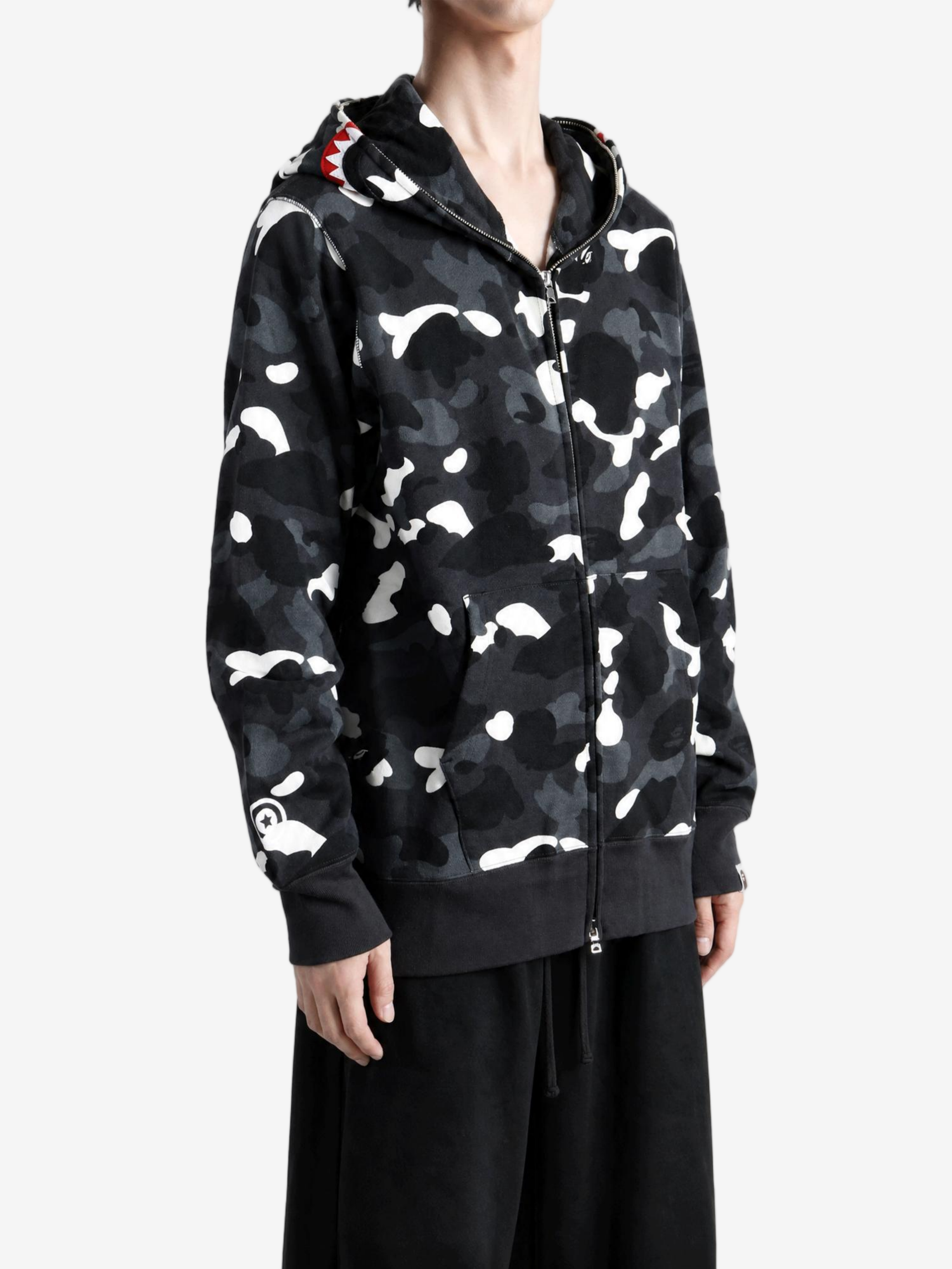 Black hoodie, full body view