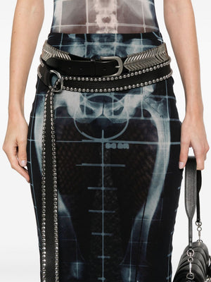 JEAN PAUL GAULTIER - Women Printed "Squeletor" Mesh Long Skirt