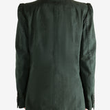 Green jacket worn by a person, showing the jacket's fit