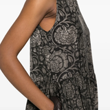 Close up of grey dress,showing texture of the viscose fabric