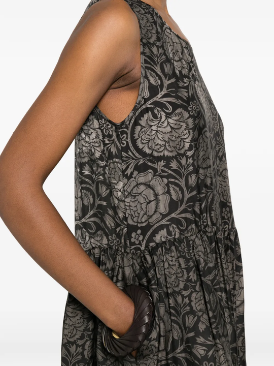 Close up of grey dress,showing texture of the viscose fabric