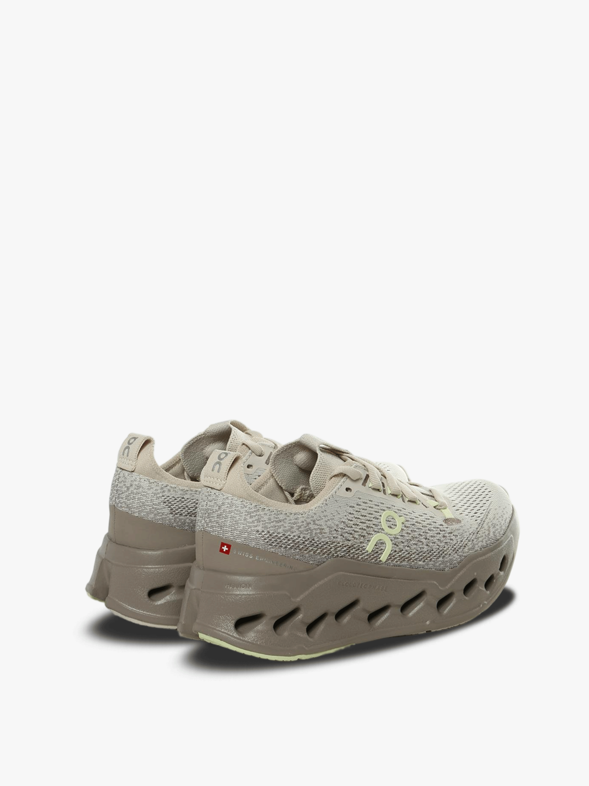 Tan sneakers, back view