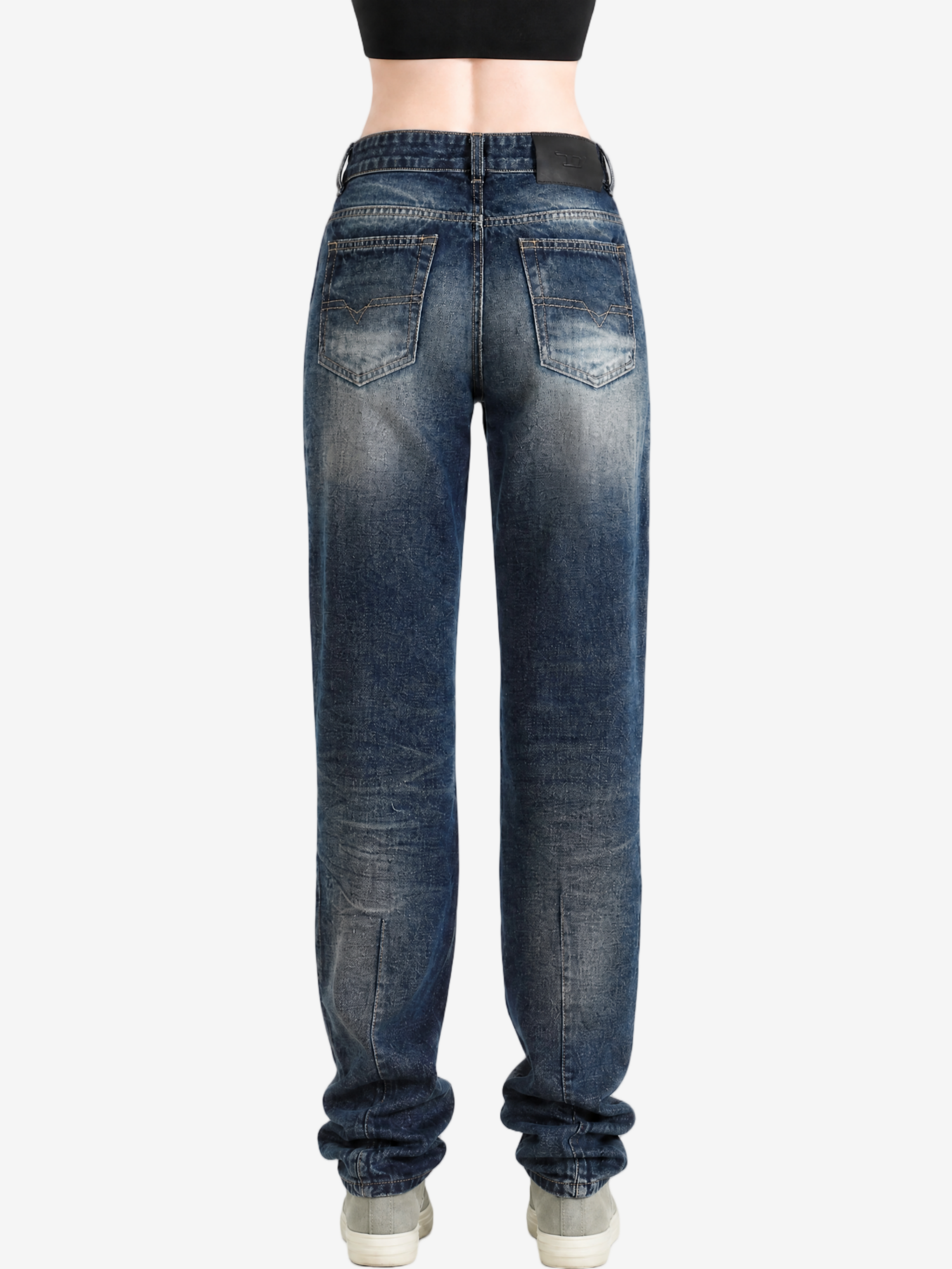 Blue pants, full body view