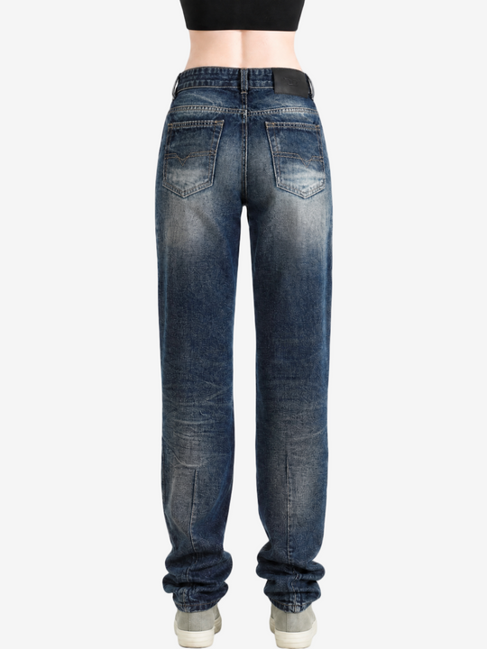 Blue pants, full body view