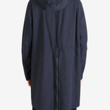 Navy jacket, full body view