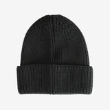 Black knit beanie,back view